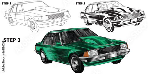 green drag race illustration isolated in white background, this design is not ai generated.` Please see my portfolio. I've been making microstock designs for 3 years