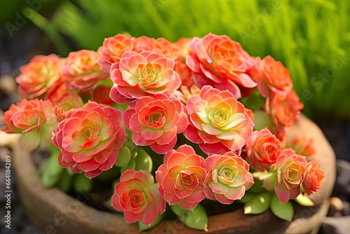 Houseleek Sempervivum in flowerpot.