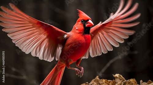 Northern Cardinal coming in for a landing. © Anny
