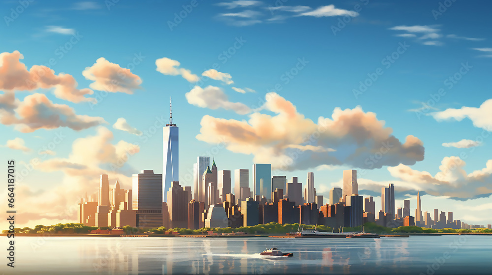 Fantastic New York skyline on a sunny afternoon New York City