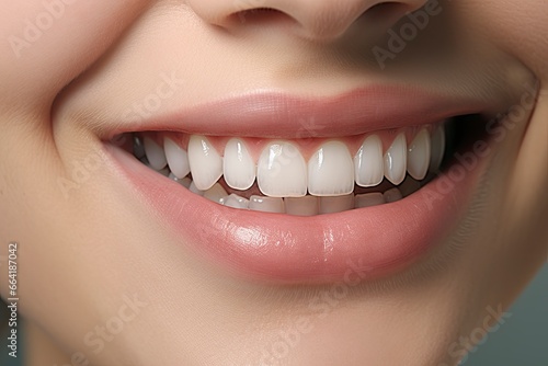 Close up of a smile with nice white teeth.