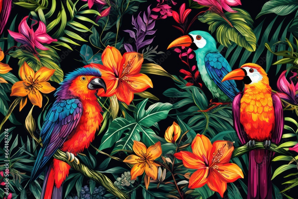 Colorful birds illustration