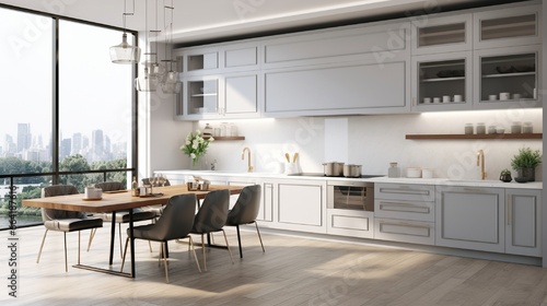 White and grey modern kitchen