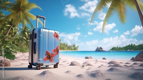 Fantastic Unpacked Travel Suitcase on the Beach