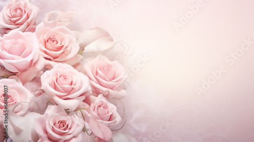 Elegant Beautiful Roses Flower Border in Soft Vintage Tone