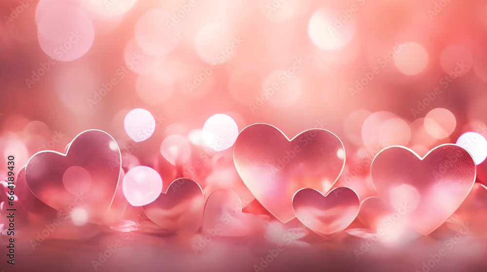 Amazing Pink Heart Bokeh Background Photo Abstract Holiday - obrazy, fototapety, plakaty 