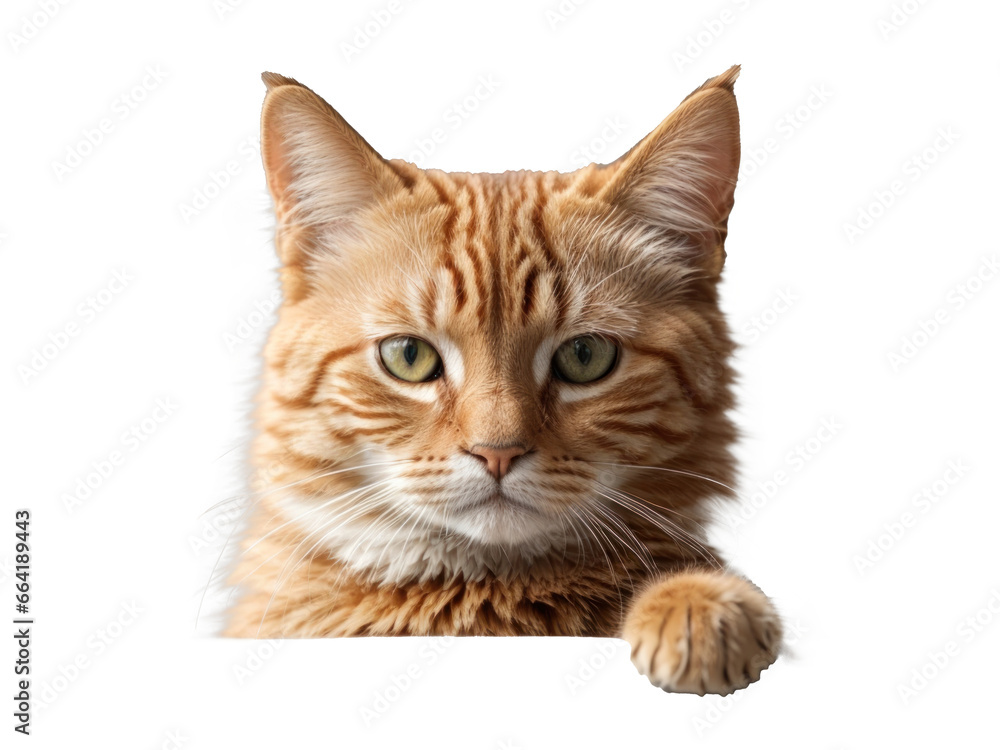 Fototapeta premium Cat Peeking Over Web Banner isolated on transparent background