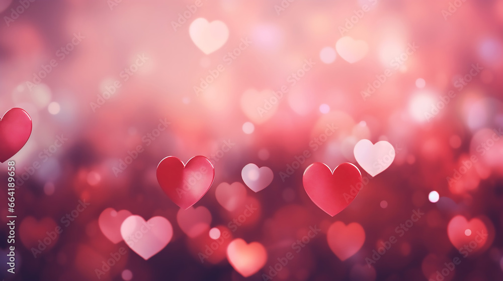 Amazing Valentine Bokeh Blurred Hearts Backdrop