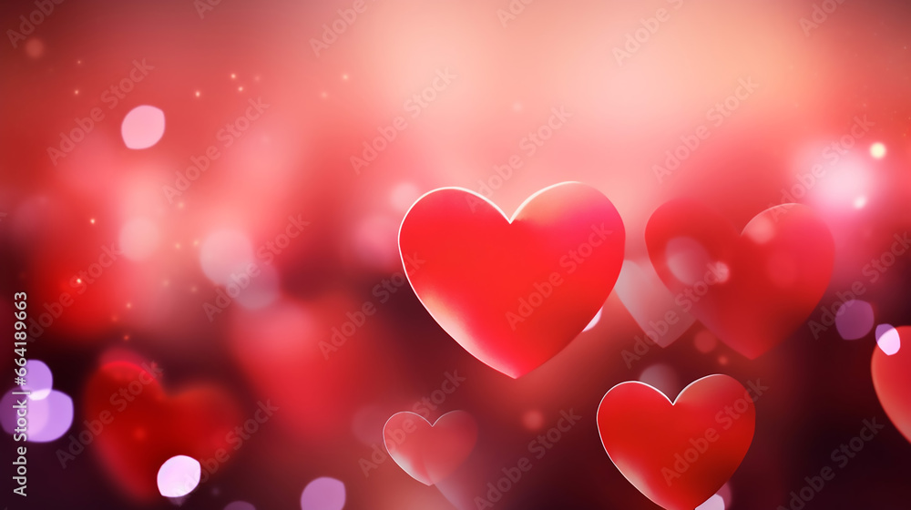 Fantastic Valentine Bokeh Blurred Hearts Backdrop