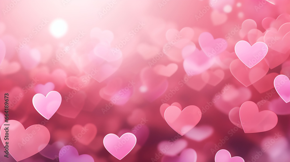 Amazing Valentine Pink Blurred Hearts Background