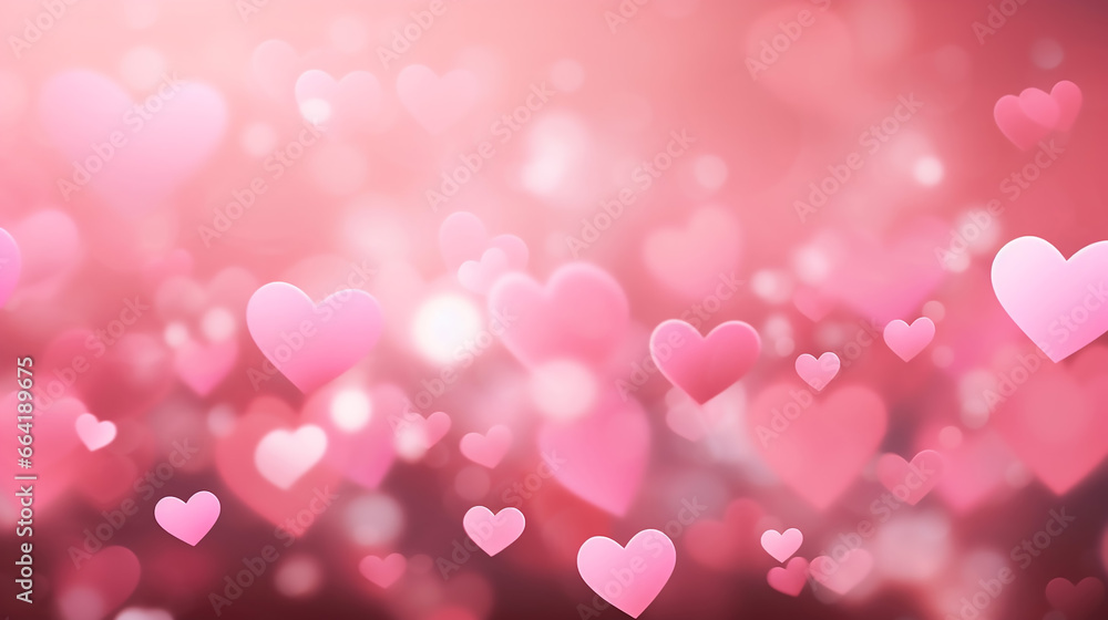 Valentine Pink Blurred Hearts Background