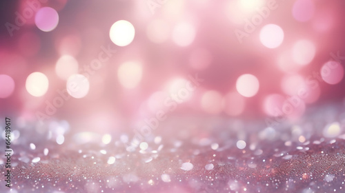 Abstract Silver and Pink Glitter Vintage Lights Background