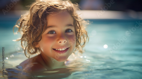 Cute Little Girl Swimming in the Pool