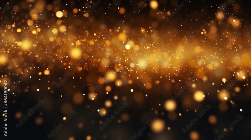 Beautiful Abstract Gold Blurry Bokeh Background with Lights - obrazy, fototapety, plakaty 