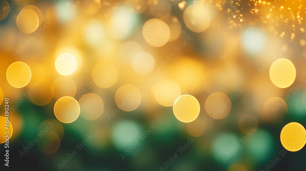 Fantastic Christmas Tree Bokeh Light in Green Yellow Golden