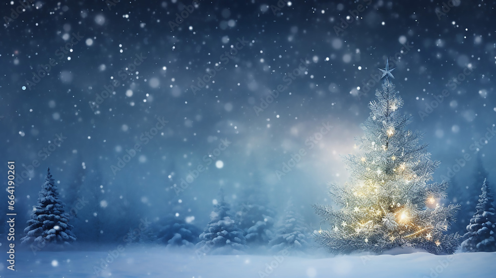 Amazing Christmas Winter Blurred Background Xmas Tree