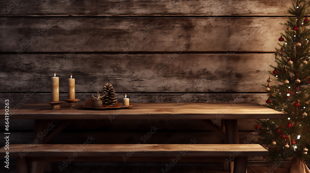 Christmas Wooden Table and Tree