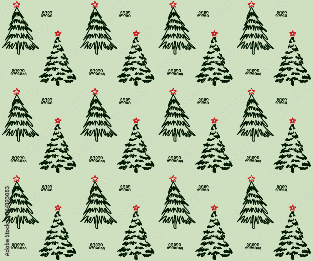 Christmas tree seamless pattern background. vector.