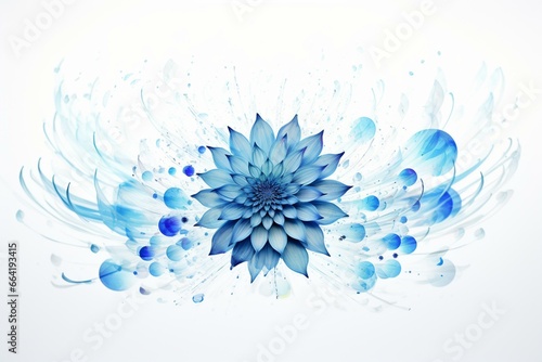 Wall art in blue and light blue, isolated on white. Fine details, high contrast. Generative AI