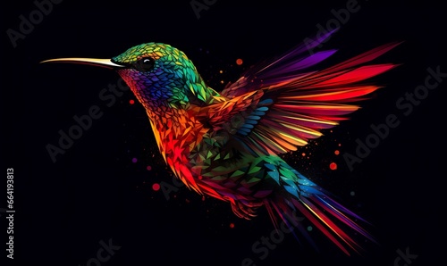 hummingbird logo with multiple colors flying through the air.. © Anny