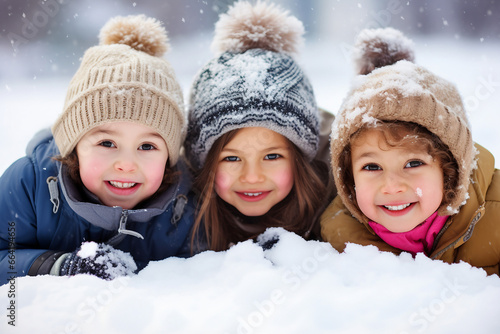 눈 위에서 놀고 있는 아이들, 겨울 아이들