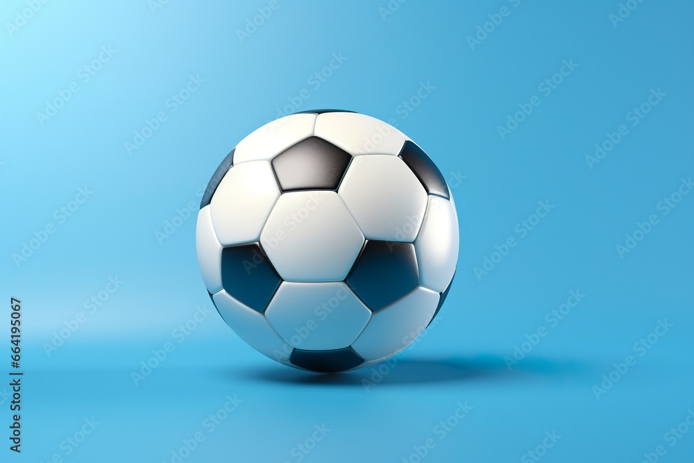 soccer ball on light blue background.