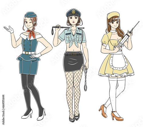 職業コスプレをした女の子