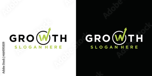 Modern growth logo design wordmark. Abstract arrow shape logo design in W letter graphic vector illustration. Symbol, icon, creative growth, develop, rise photo