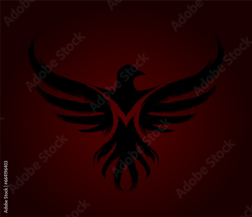 eagle logo (black on red gradient background) - grunge paintbrush style