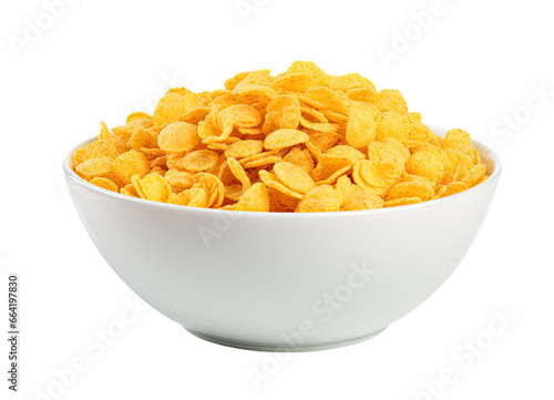 Bowl with cornflakes isolated on transparent background