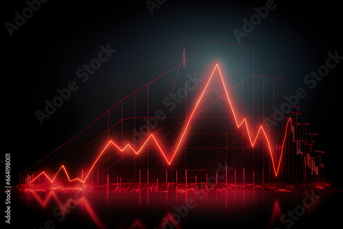 red, dynamic downward trend line chart represents the volatile nature of financial , forex, gold, stock and crypto markets, visualizing decline in asset values during challenging period