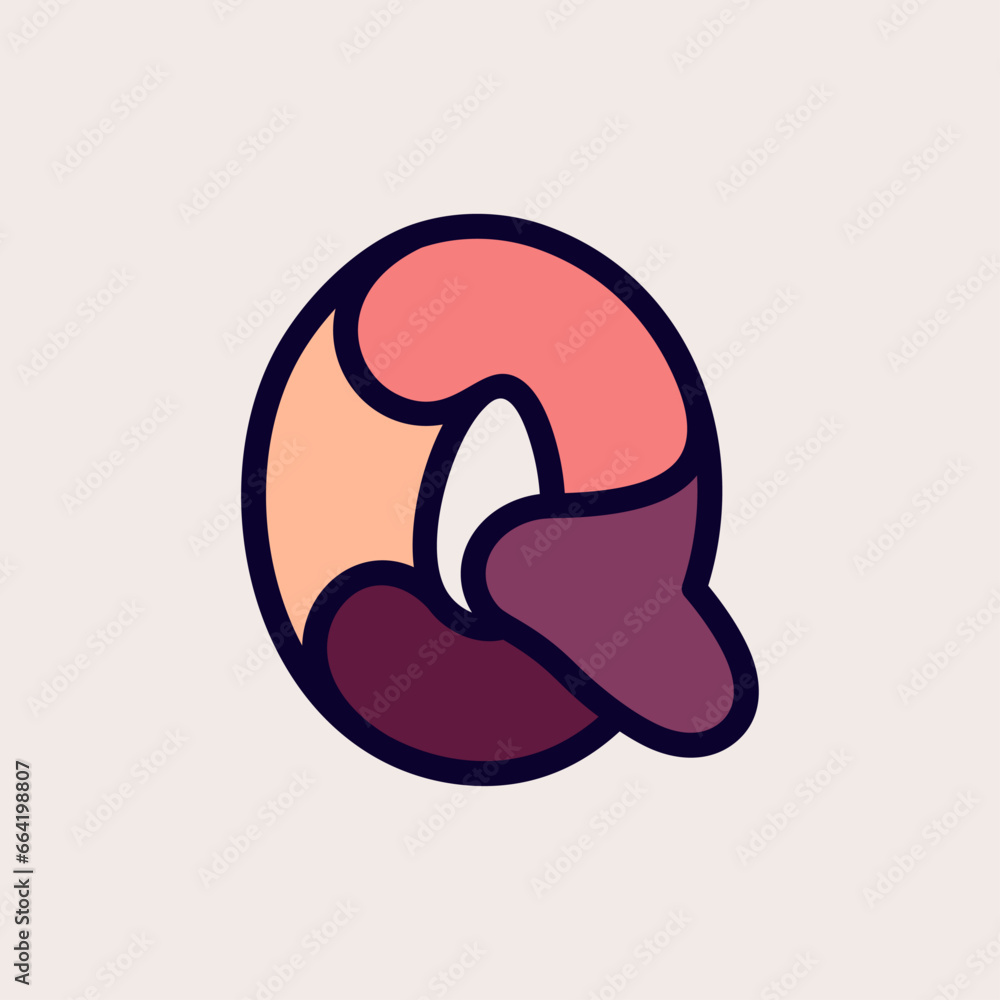 Q letter colorful logo. Flat style design. Creative typographic elements for posters, t-shirts and cards. Q letter colorful logo. Flat style design. Creative typographic elements for posters, t-shirts and cards.