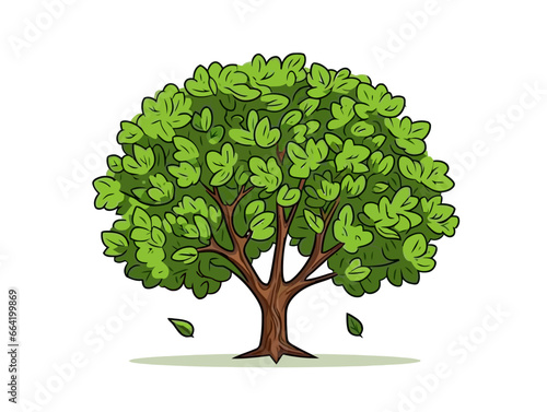 Doodle Walnut tree, cartoon sticker, sketch, vector, Illustration, minimalistic