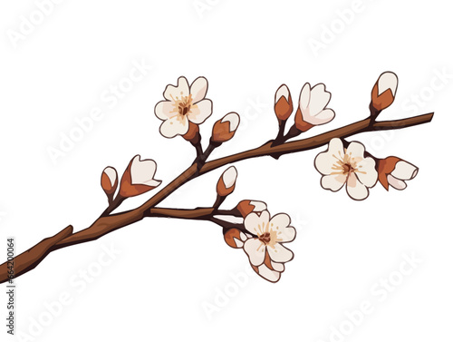 Doodle Almond blossom sprout, cartoon sticker, sketch, vector, Illustration, minimalistic