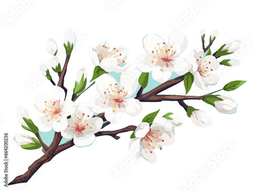 Doodle Almond blossom flower, cartoon sticker, sketch, vector, Illustration, minimalistic