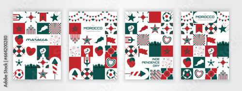 Happy Independence Day of Morocco, cover set illustration background design, country theme