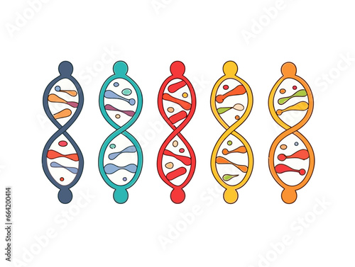 Doodle Genetic sequence, cartoon sticker, sketch, vector, Illustration, minimalistic