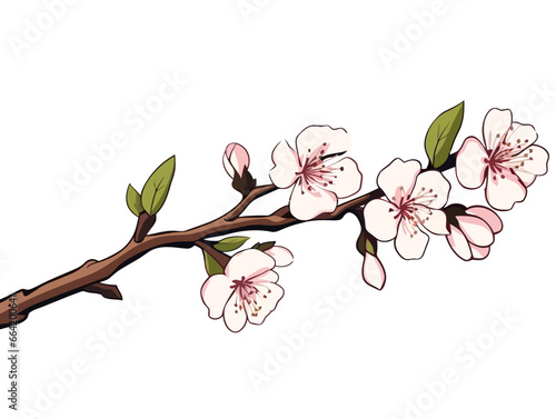 Doodle Almond blossom bud, cartoon sticker, sketch, vector, Illustration, minimalistic