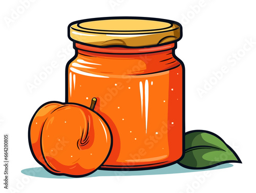 Doodle Peach jam, cartoon sticker, sketch, vector, Illustration, minimalistic