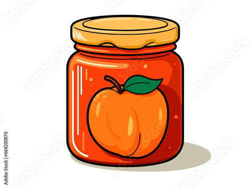 Doodle Peach jam, cartoon sticker, sketch, vector, Illustration, minimalistic