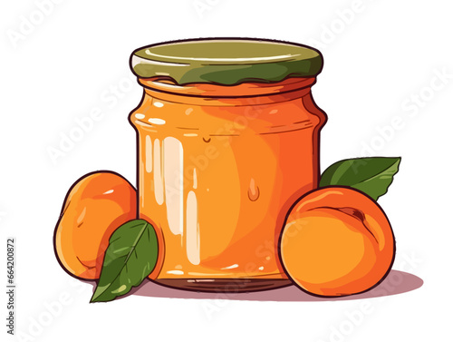 Doodle Peach jam, cartoon sticker, sketch, vector, Illustration, minimalistic