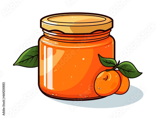Doodle Peach jam, cartoon sticker, sketch, vector, Illustration, minimalistic