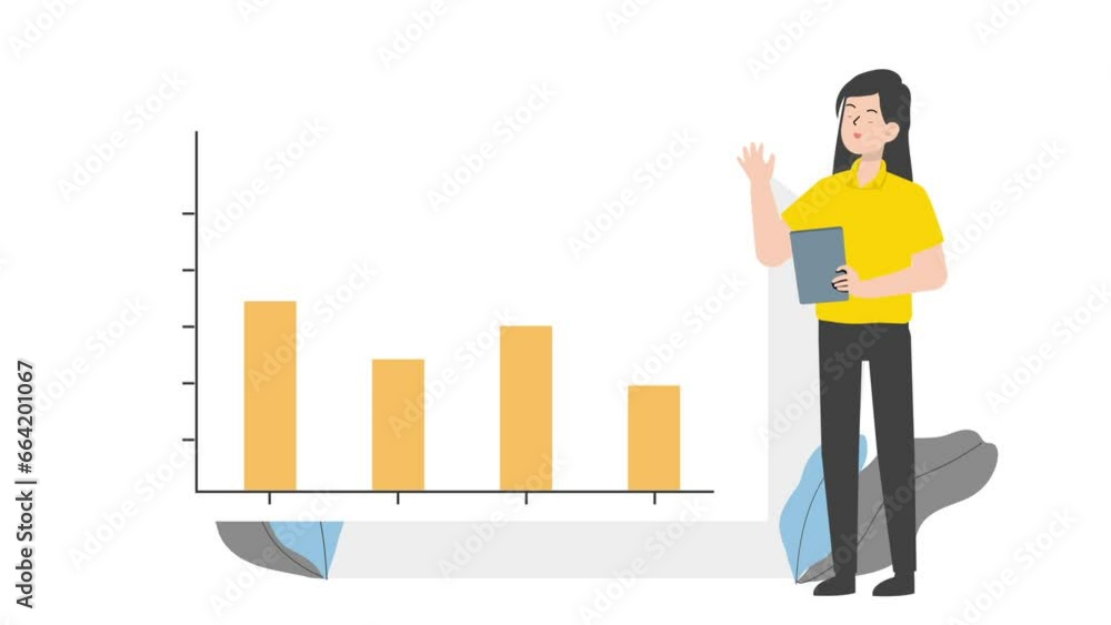 Woman showing marketing charts illustration Woman showing marketing charts illustration