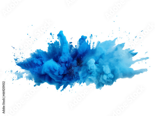 
blue vibrant rainbow Holi paint color powder explosion with bright colors isolated white background.	
