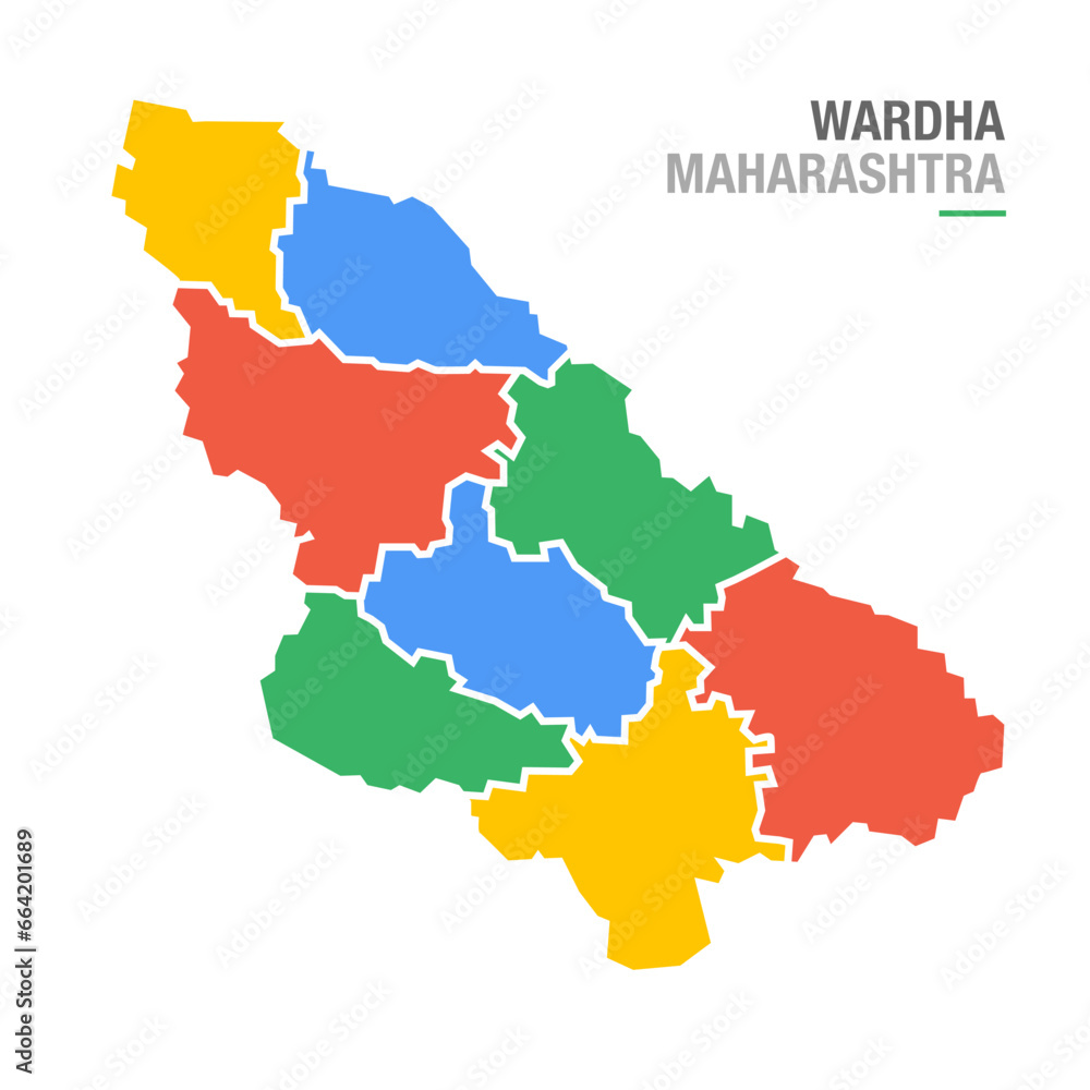 Wardha Dist map vector illustration on white background.