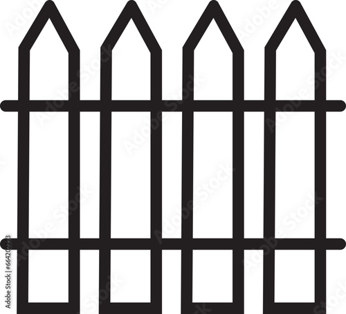 Black Line Fence  protection icon. garden  outdoor  house vector. wall  design  exterior  boundary  wooden  garden  yard sign editable stock for web and mobile app isolated on transparent background.