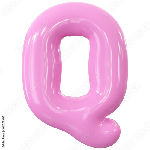 Pink Letter Q Font Bubble