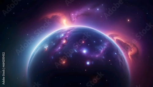 A planet floating in space in a stunning space background 