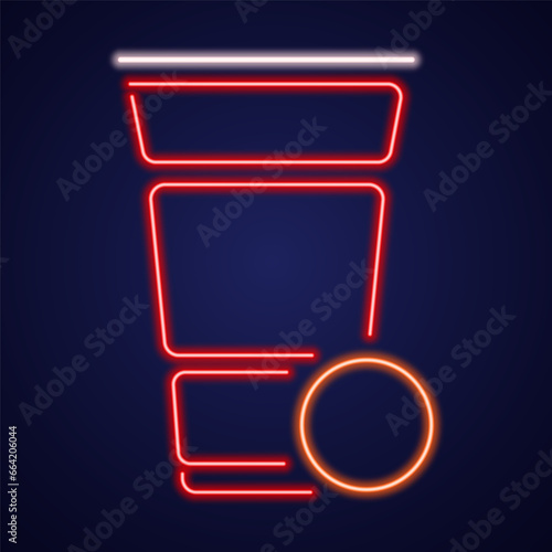 Red beer pong illustration. Plastic cup and ball with splashing beer. Traditional party drinking game. Vector. Night bright sign