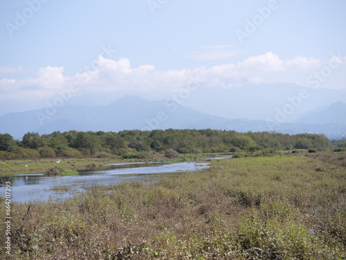 landscape with lake and mountains